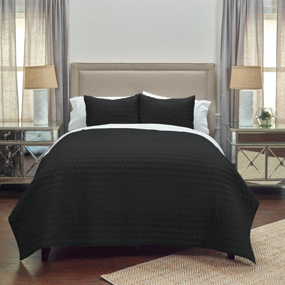 Black Twin 100% Cotton 300 Thread Count Machine Washable Down Alternative Comforter - FurniFindUSA