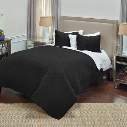 Black Twin 100% Cotton 300 Thread Count Machine Washable Down Alternative Comforter - FurniFindUSA
