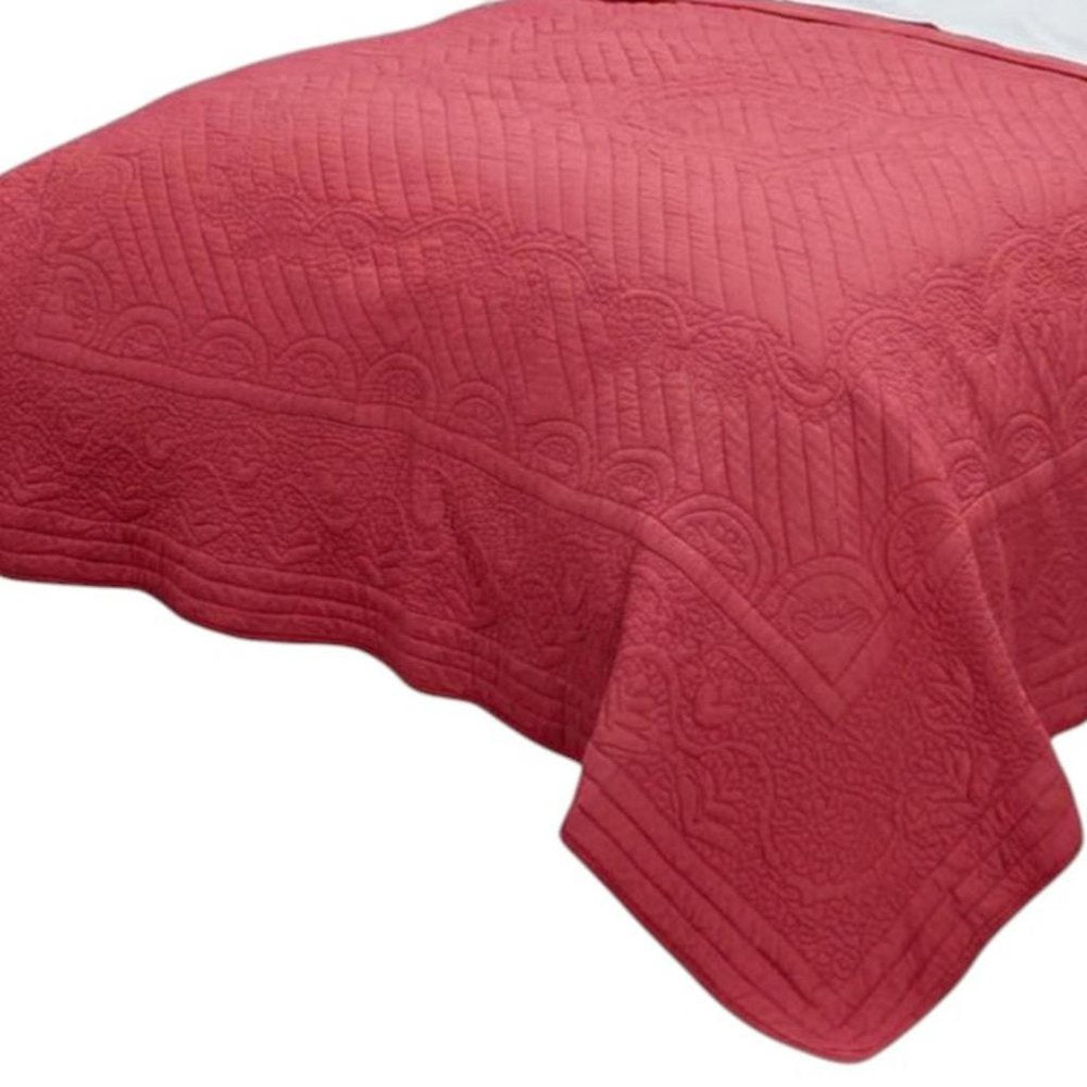 92" X 90" Coral Floral Cotton Quilt — view 5