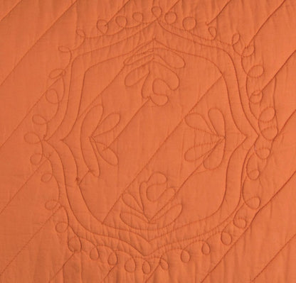86" X 70" Orange Floral Cotton Quilt