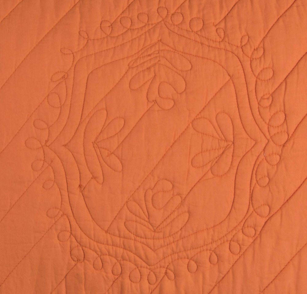 86" X 70" Orange Floral Cotton Quilt — view 2