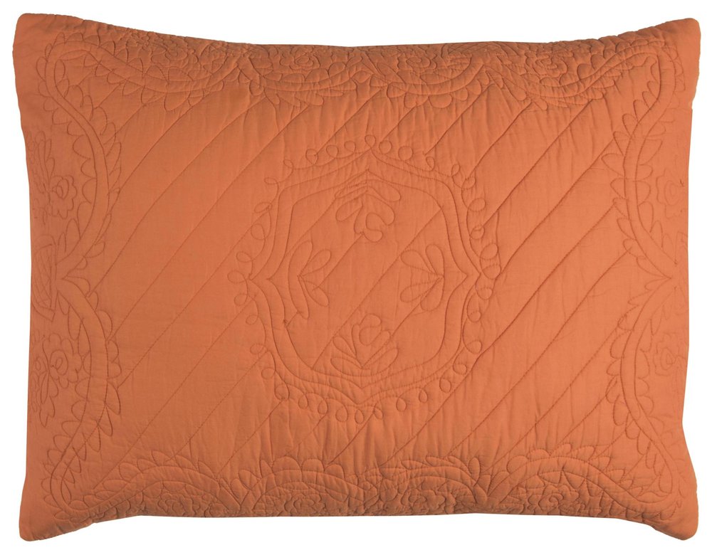 86" X 70" Orange Floral Cotton Quilt — view 3