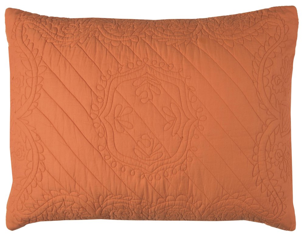 86" X 70" Orange Floral Cotton Quilt — view 5