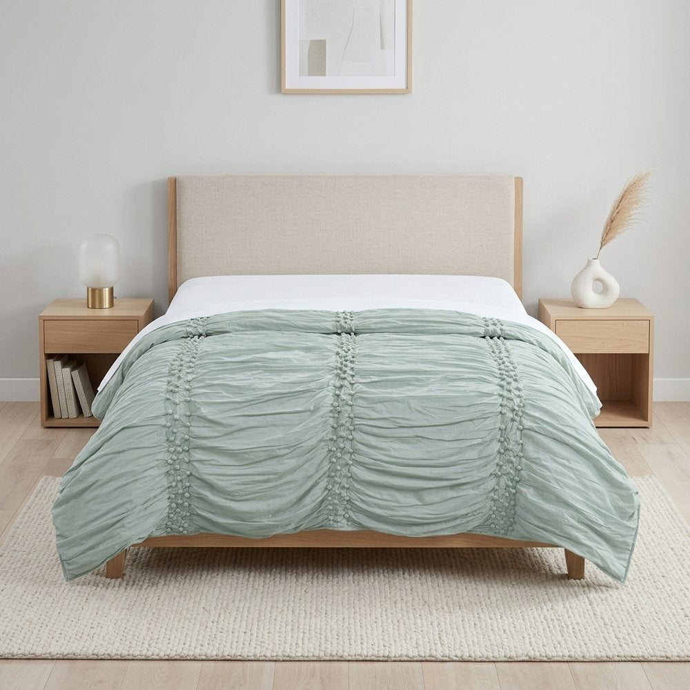 92" X 106" Blue Striped Cotton Quilt — view 6