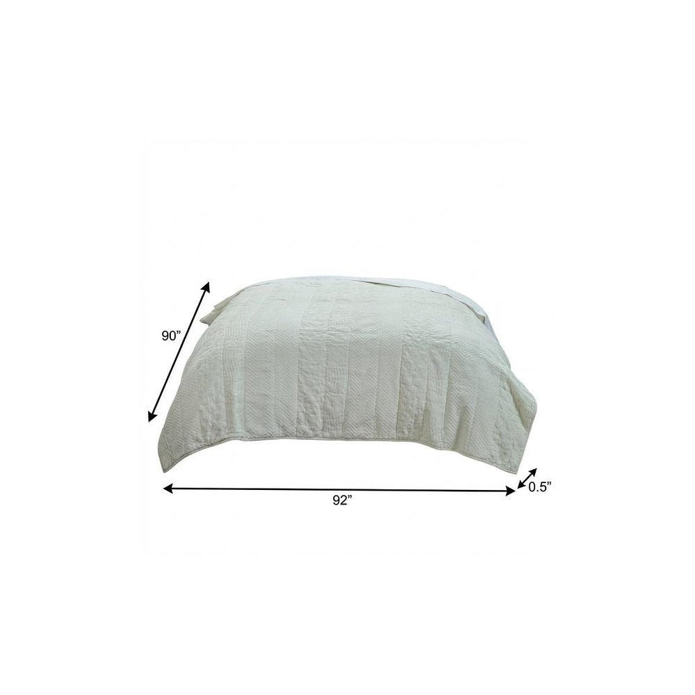 92" X 90" Ivory Striped Cotton Quilt — view 6