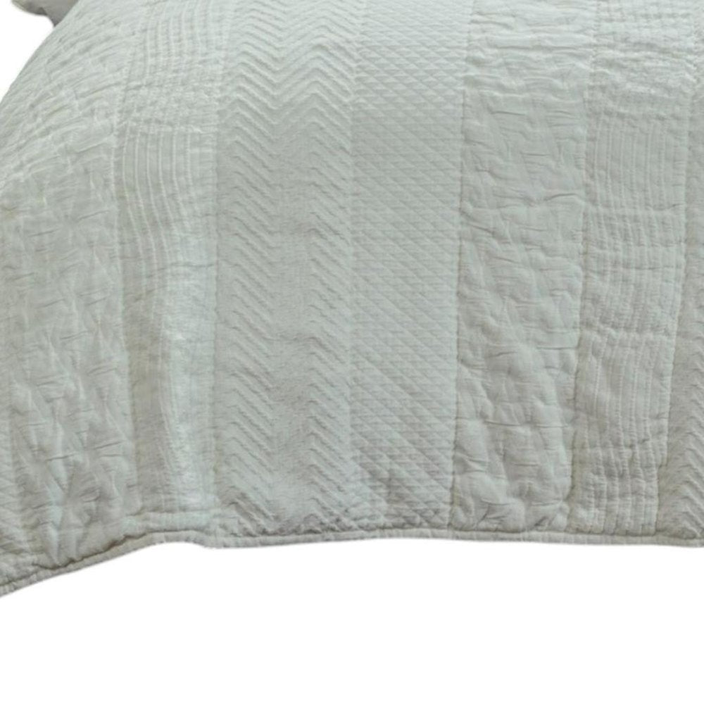 92" X 90" Ivory Striped Cotton Quilt — view 4