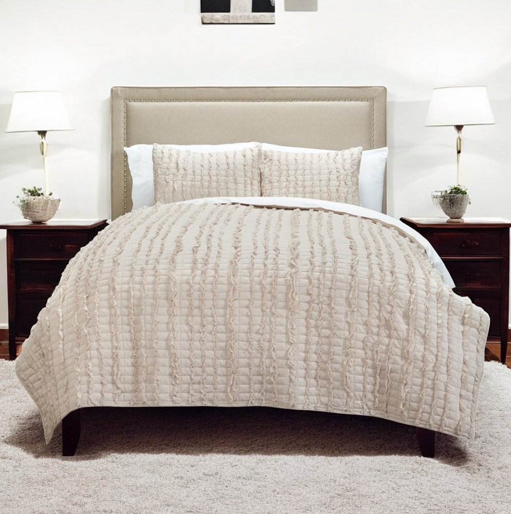 Blush Striped Queen Quilt HomeRoots