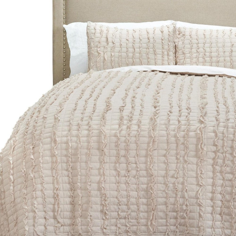Blush Striped Queen Quilt HomeRoots
