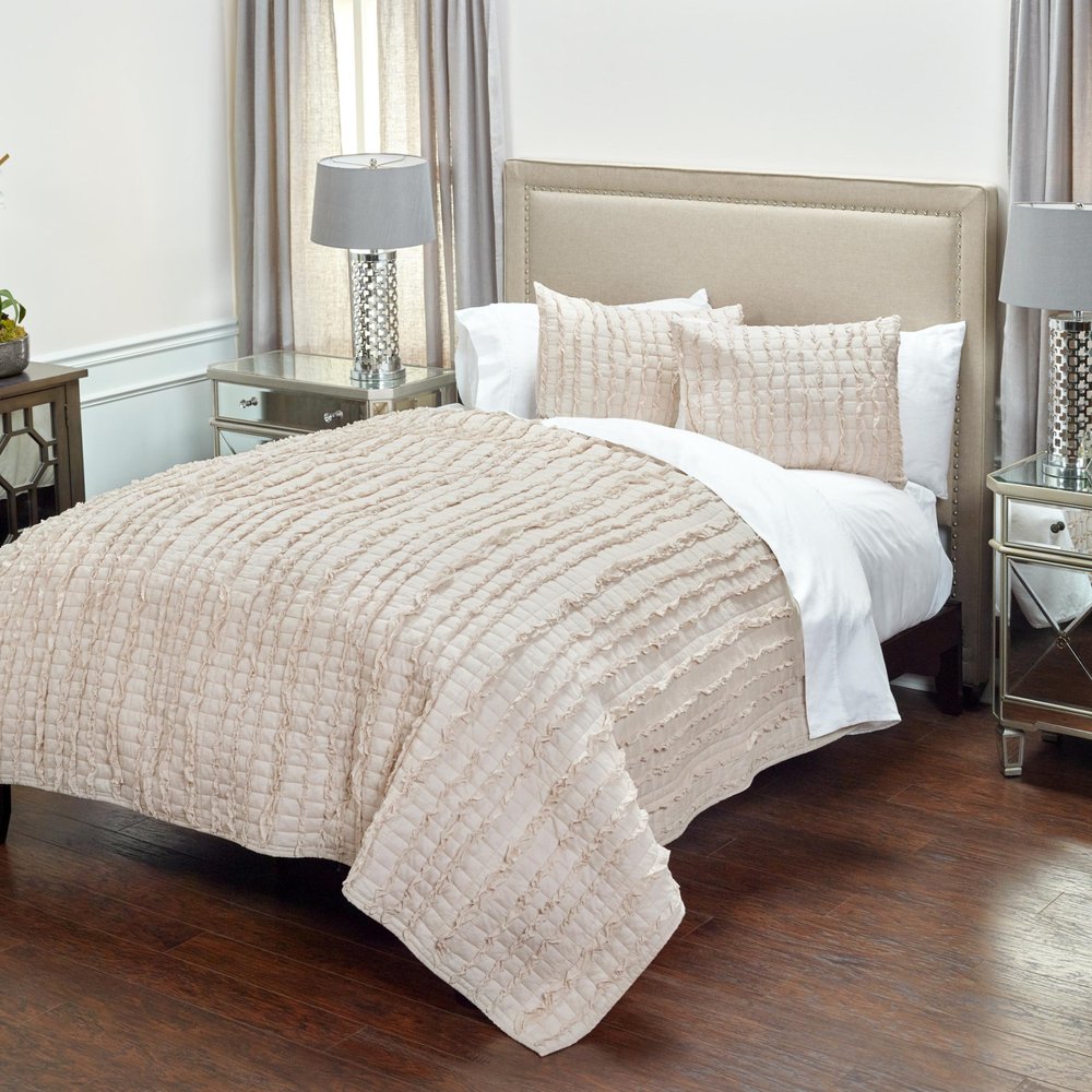 Blush Striped Queen Quilt HomeRoots