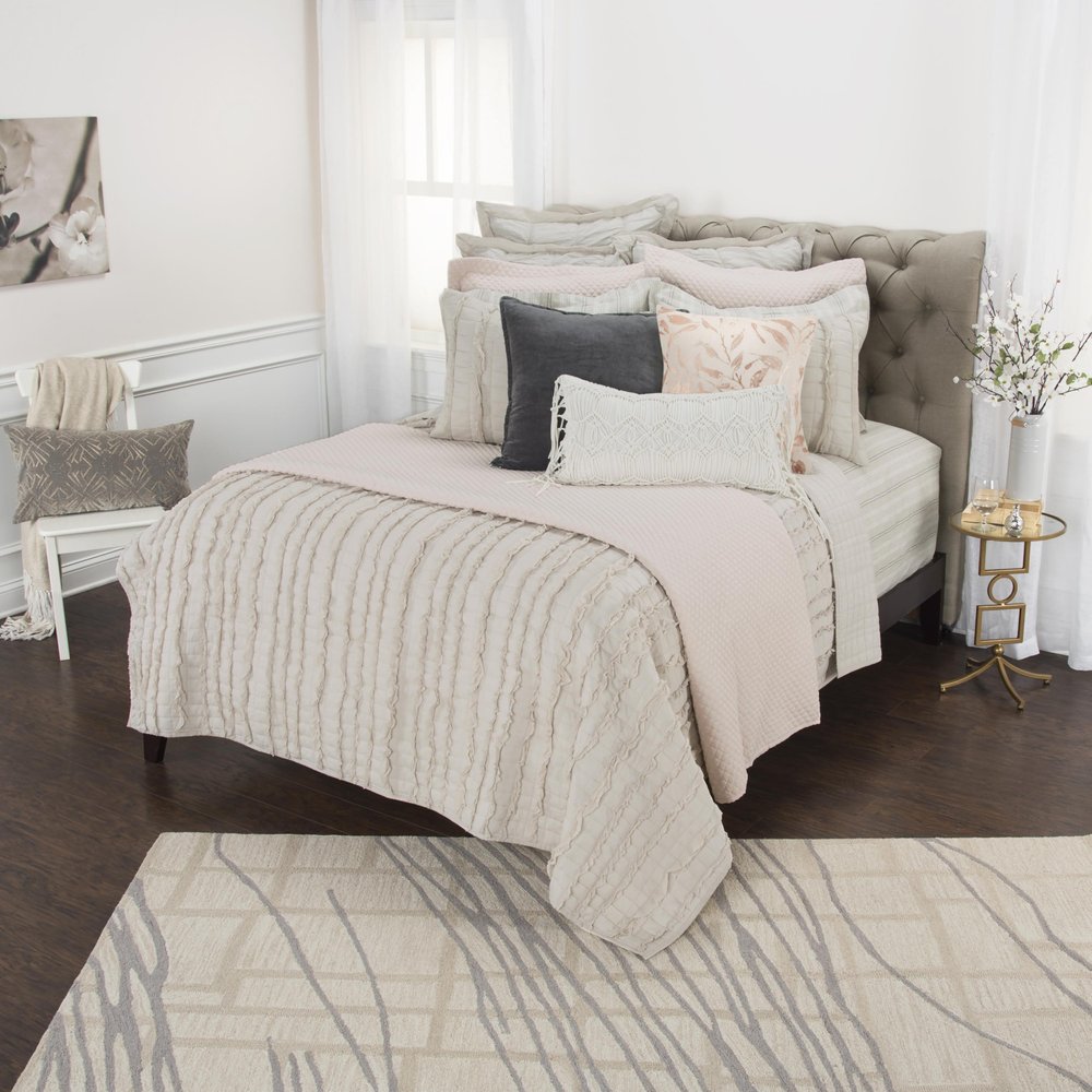 Blush Striped Queen Quilt HomeRoots