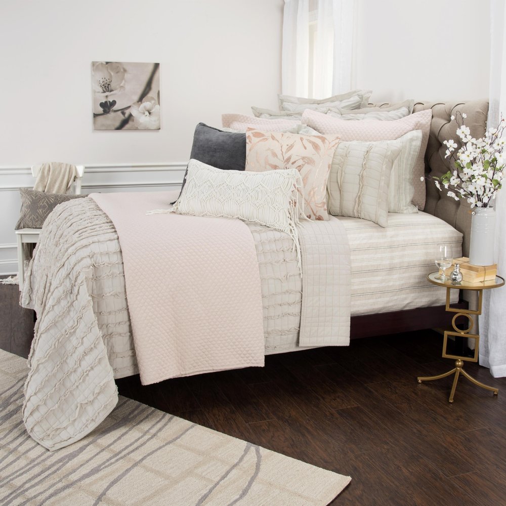 Blush Striped Queen Quilt HomeRoots