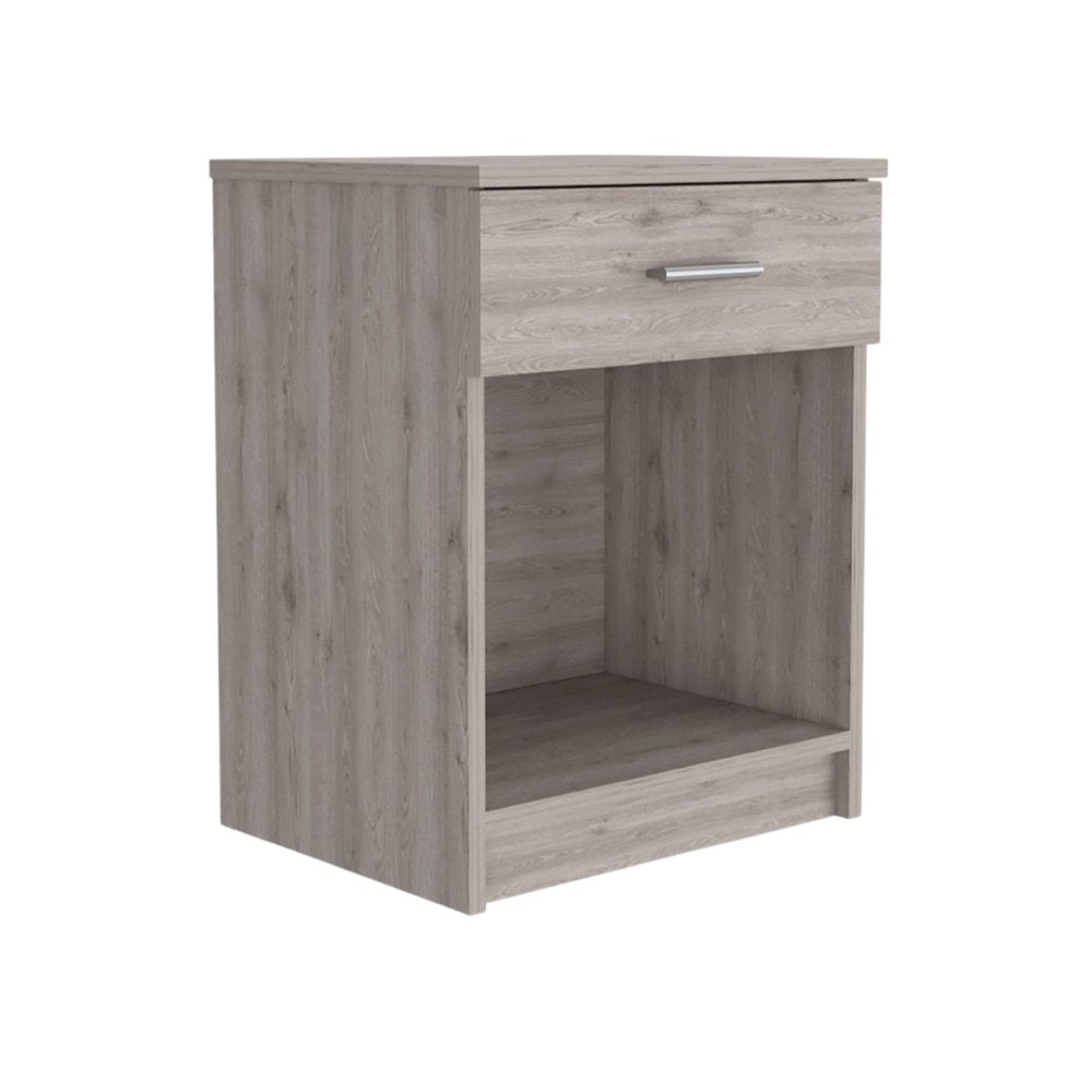22" Light Gray Wood One Drawer Nightstand — view 2