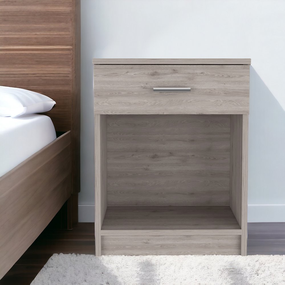 22" Light Gray Wood One Drawer Nightstand HomeRoots
