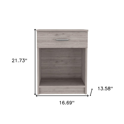 22" Light Gray One Drawer Faux Wood Nightstand