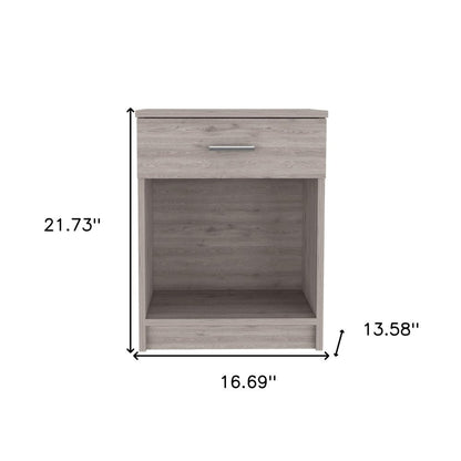 22" Light Gray Wood One Drawer Nightstand HomeRoots