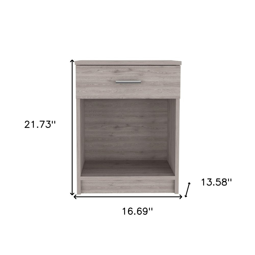 22" Light Gray Wood One Drawer Nightstand — view 3
