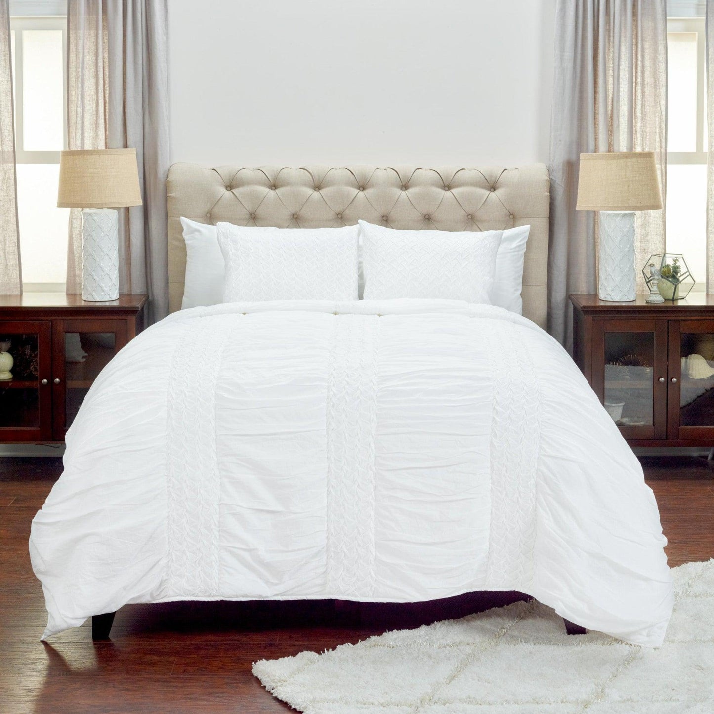 White King 100% Cotton 300 Thread Count Machine Washable Down Alternative Comforter - FurniFindUSA