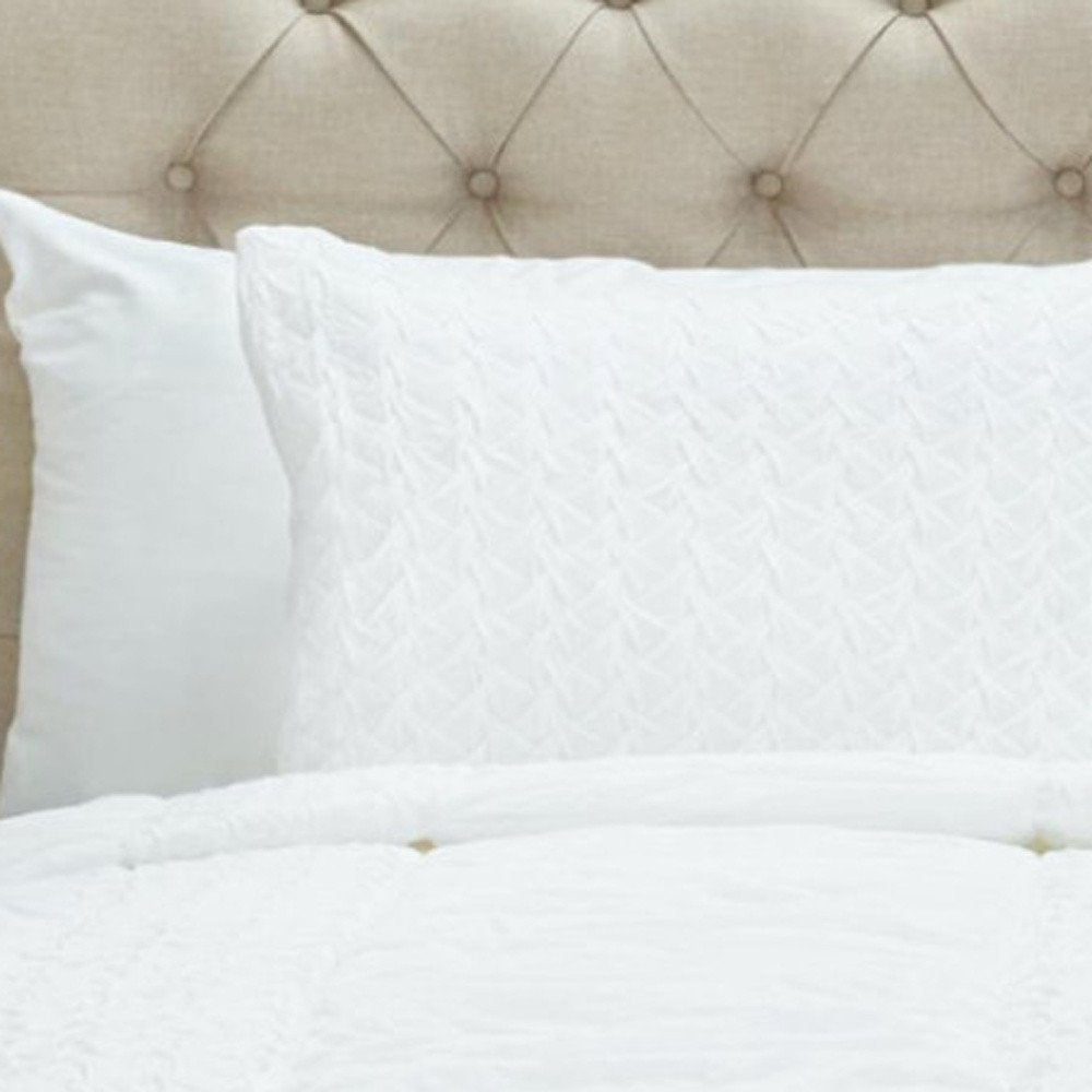 White Geometric King Quilt HomeRoots