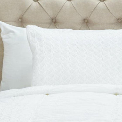 White Geometric King Quilt HomeRoots