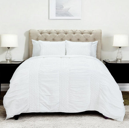 White Geometric King Quilt HomeRoots