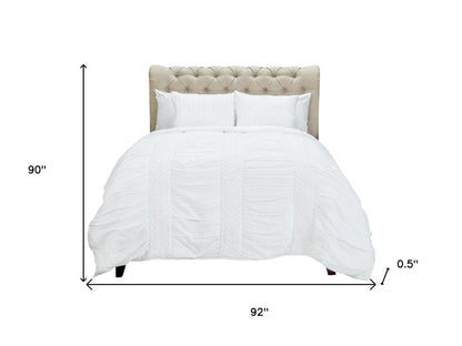 White Geometric Queen Quilt HomeRoots