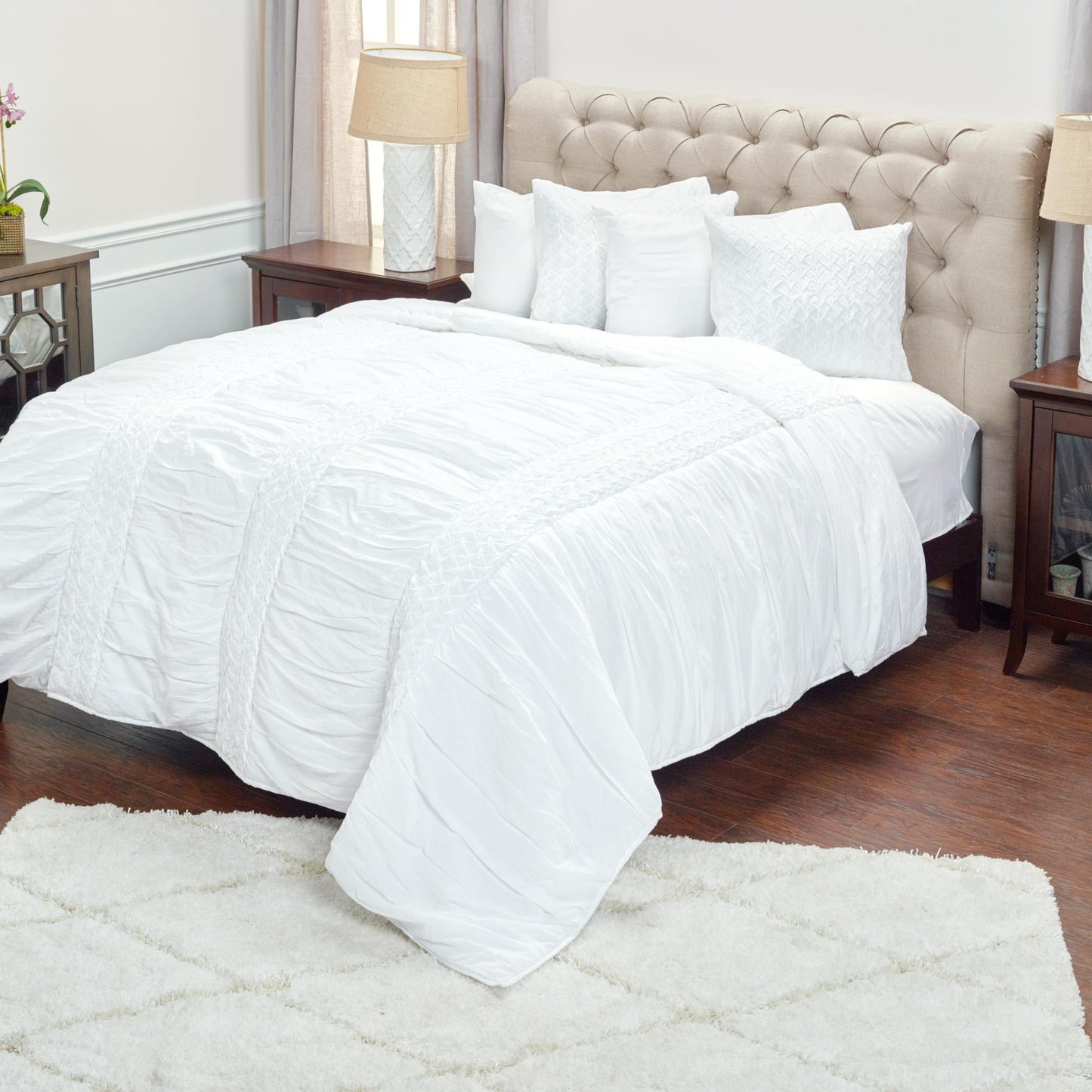 White Queen 100% Cotton 300 Thread Count Machine Washable Down Alternative Comforter - FurniFindUSA