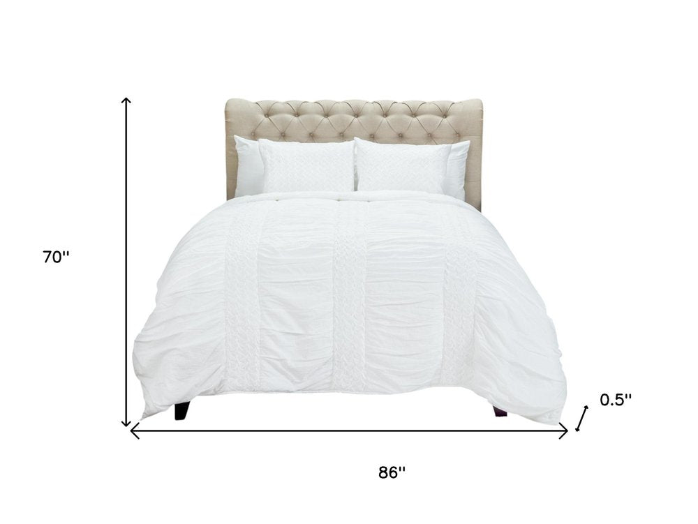 White Geometric Twin Quilt HomeRoots