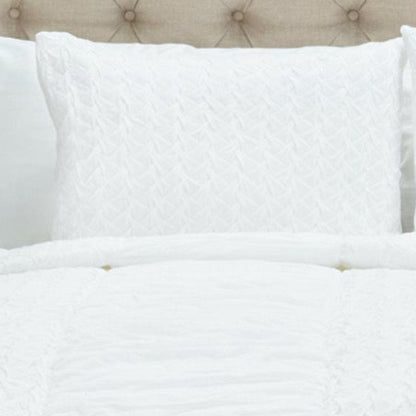 White Geometric Twin Quilt HomeRoots