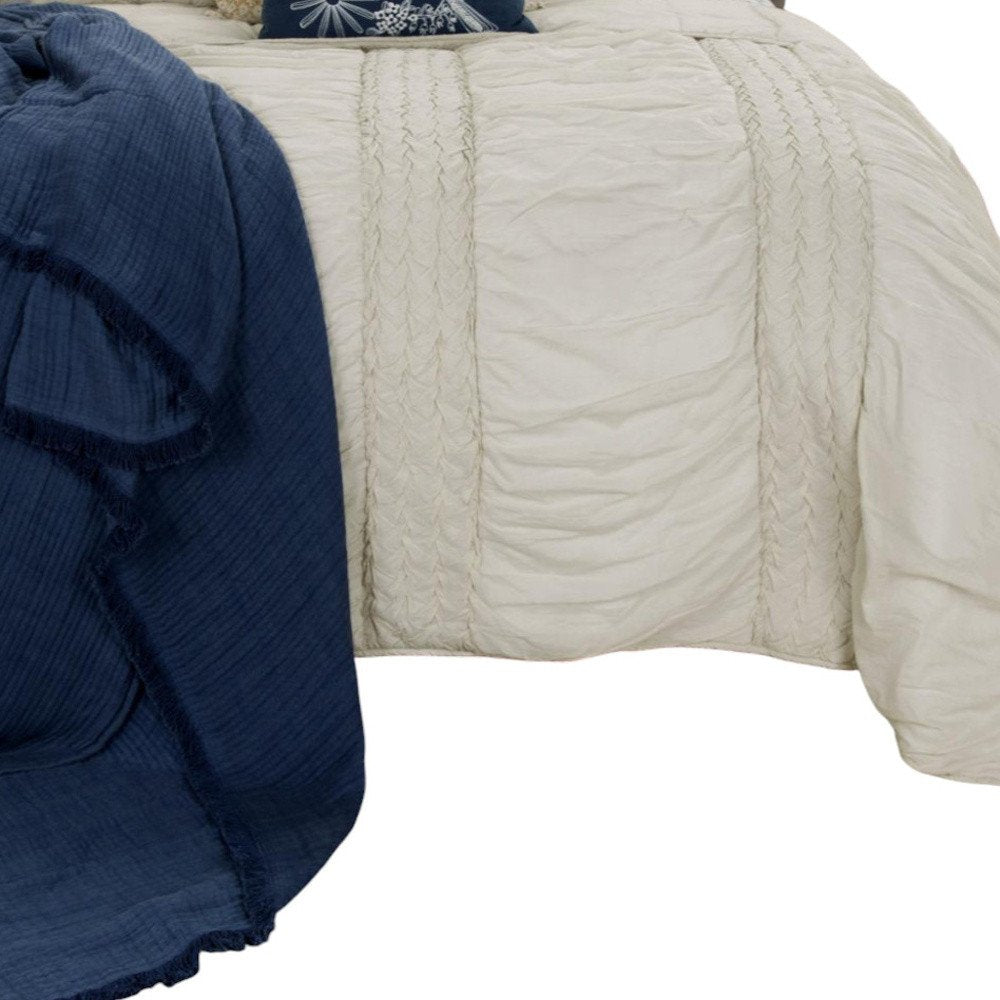 Ivory Geometric King Quilt HomeRoots