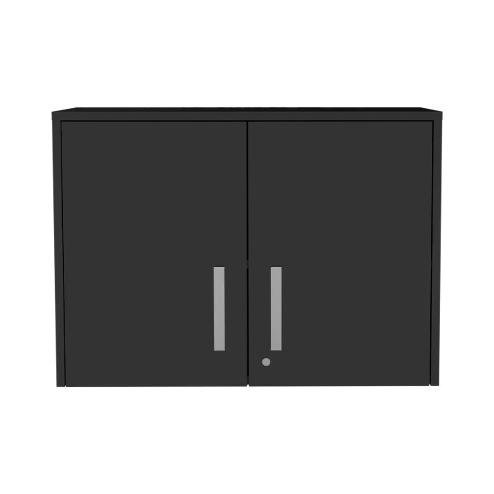 20" Black Wood Wall Mounted Storage Cabinet With Two Doors HomeRoots