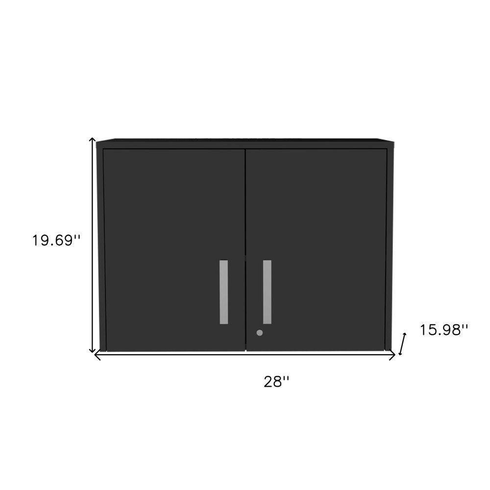 20" Black Wood Wall Mounted Storage Cabinet With Two Doors HomeRoots