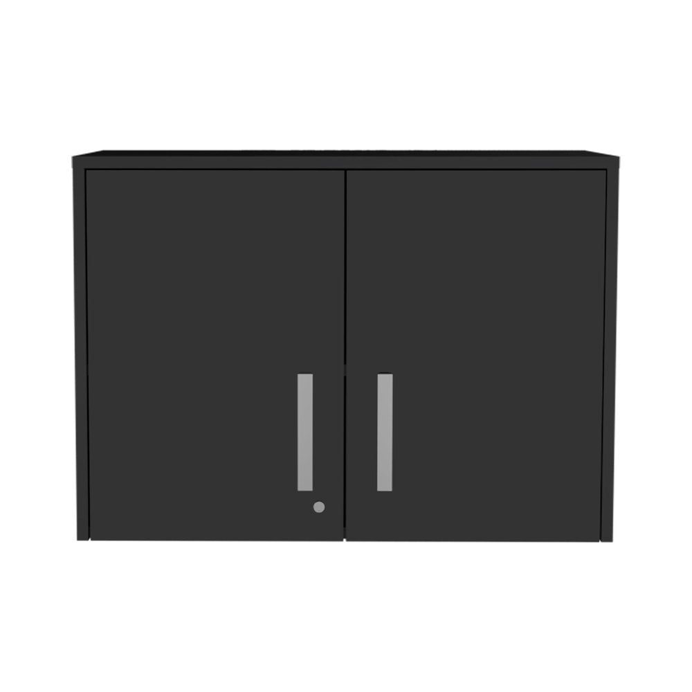 20" Black Wood Wall Mounted Storage Cabinet With Two Doors HomeRoots