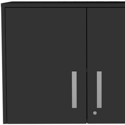 20" Black Wood Wall Mounted Storage Cabinet With Two Doors HomeRoots