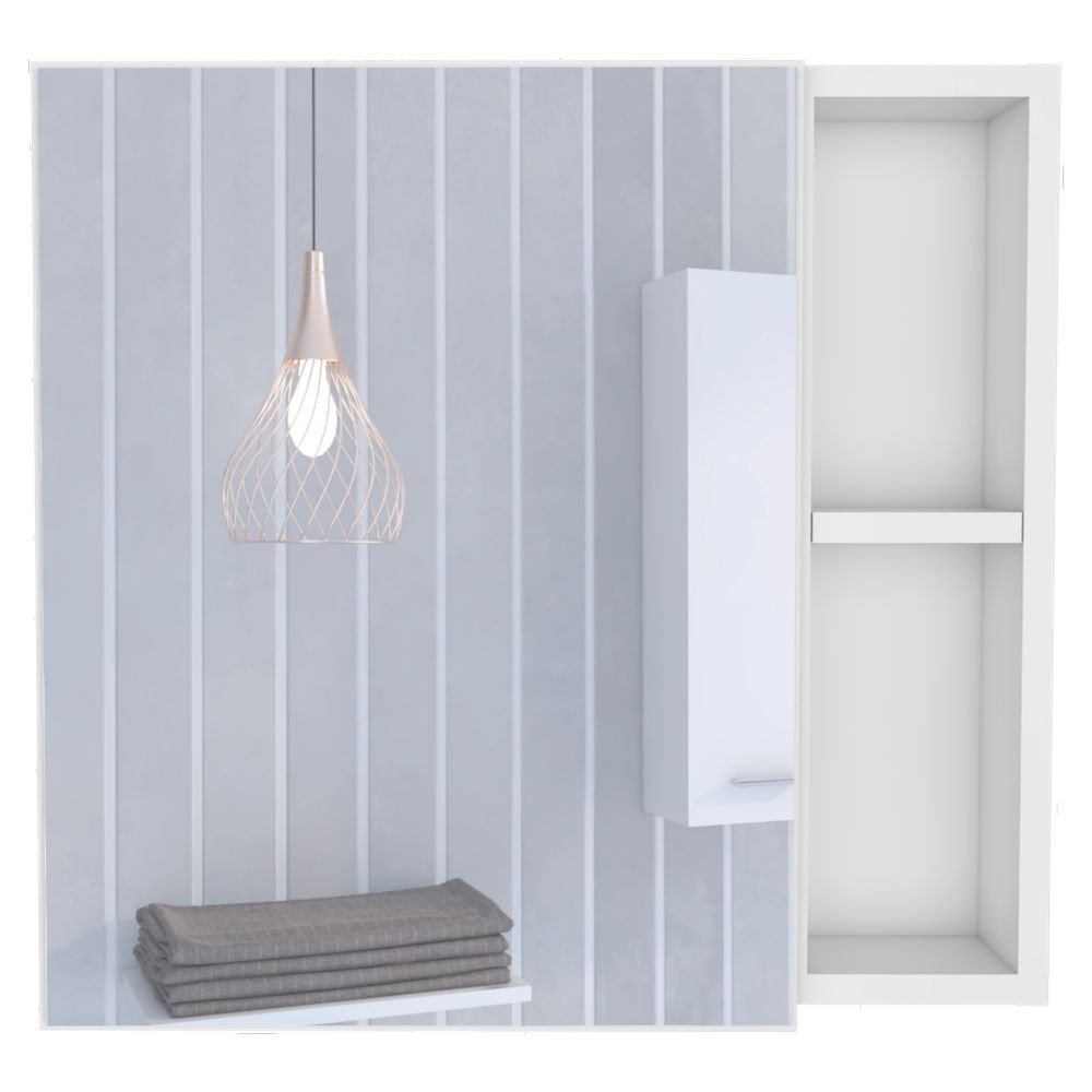 20" White Wood Freestanding Single Door Bathroom Vanity And Medicine Cabinet With Mirror — view 1