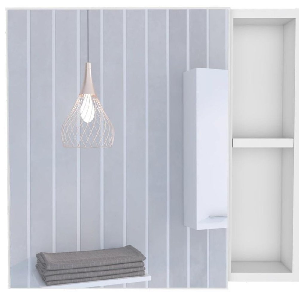 20" White Wood Freestanding Single Door Bathroom Vanity And Medicine Cabinet With Mirror — view 2
