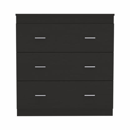 32" Black Wengue Manufactured Wood Three Drawer Dresser