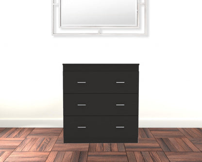 32" Black Wengue Manufactured Wood Three Drawer Dresser