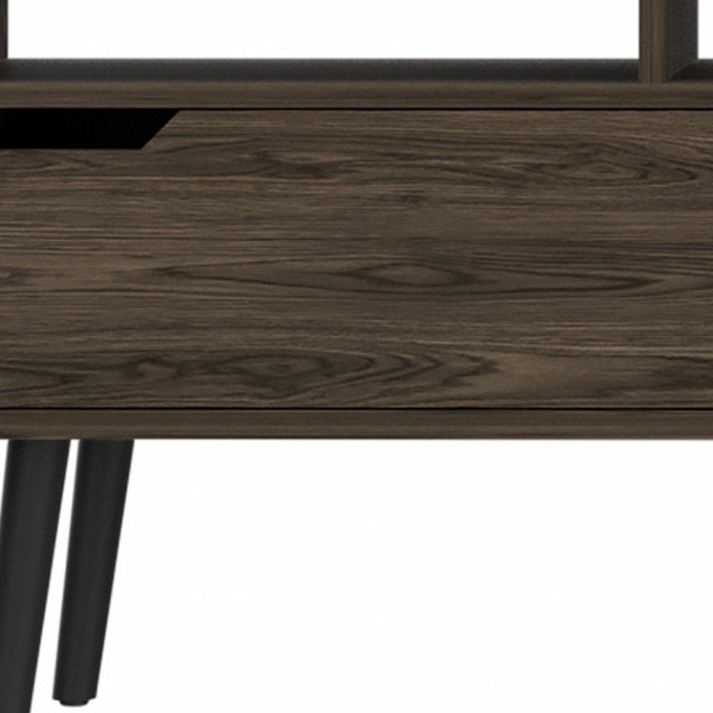 54" Dark Brown Walnut Enclosed and Open Storage TV Stand HomeRoots