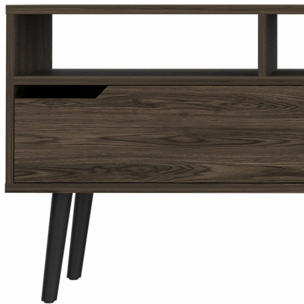 54" Dark Brown Walnut Enclosed and Open Storage TV Stand HomeRoots