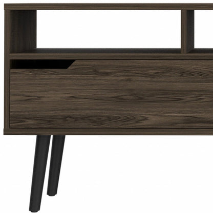 54" Dark Brown Walnut Enclosed and Open Storage TV Stand HomeRoots