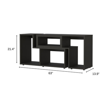 63" Black Open Shelving TV Stand HomeRoots