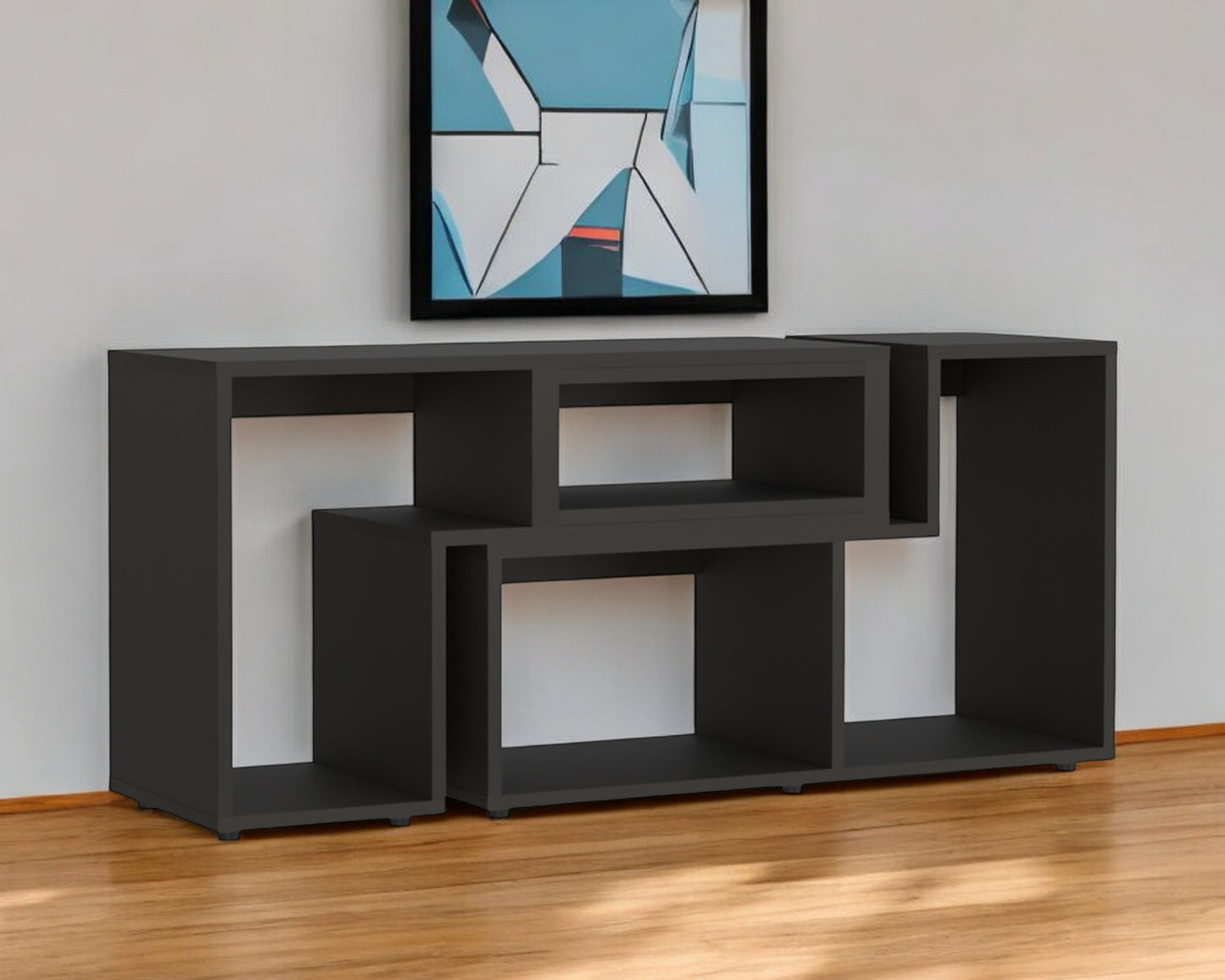 63" Black Open Shelving TV Stand