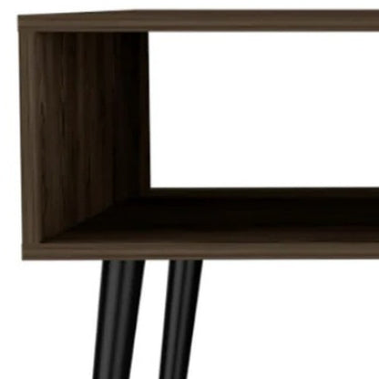 40" Brown And Black Coffee Table With Drawer And Shelf HomeRoots
