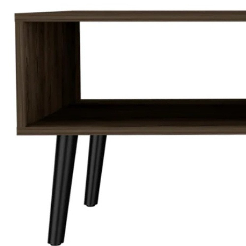 40" Brown And Black Coffee Table With Drawer And Shelf HomeRoots