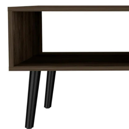 40" Brown And Black Coffee Table With Drawer And Shelf HomeRoots