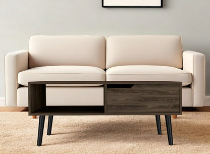 40" Brown And Black Coffee Table With Drawer And Shelf HomeRoots