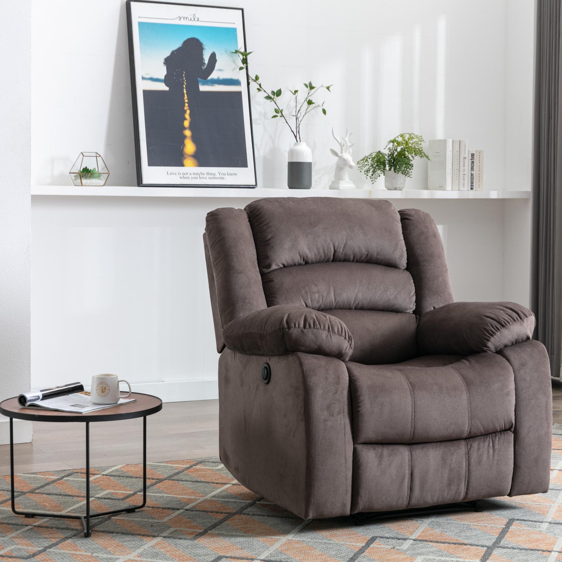 Classic Electric Recliner with Soft Cushion and Back, Small Sofa with Comfortable Armchair - FurniFindUSA