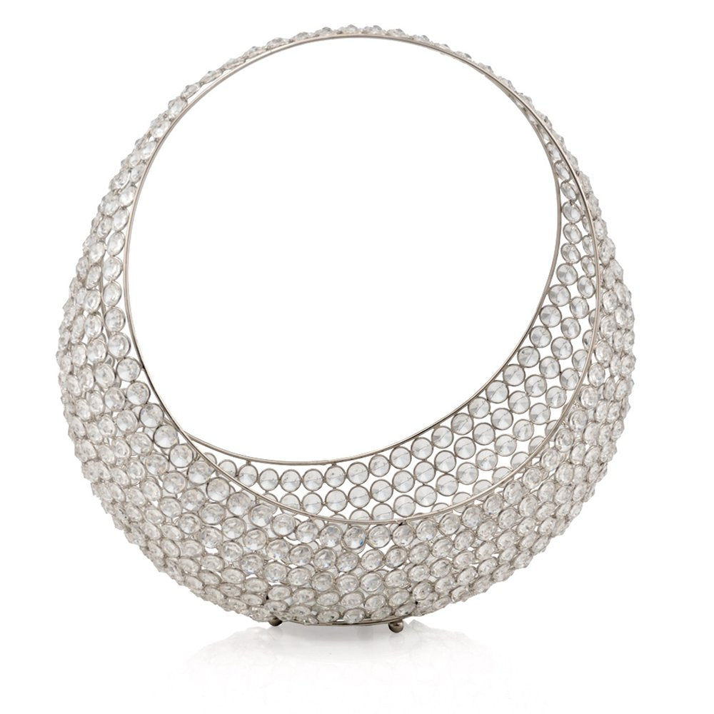 16" Silver and Faux Crystal Bling Ring Basket — view 1