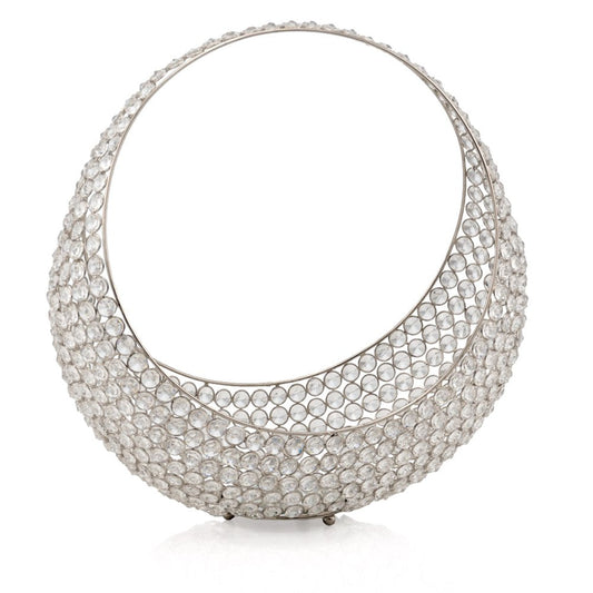 16" Silver and Faux Crystal Bling Ring Basket HomeRoots