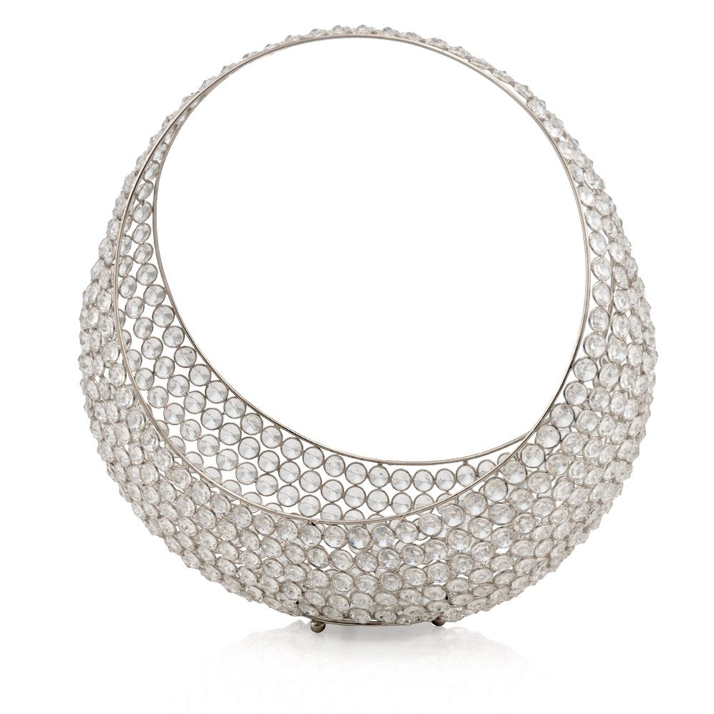 16" Silver and Faux Crystal Bling Ring Basket HomeRoots